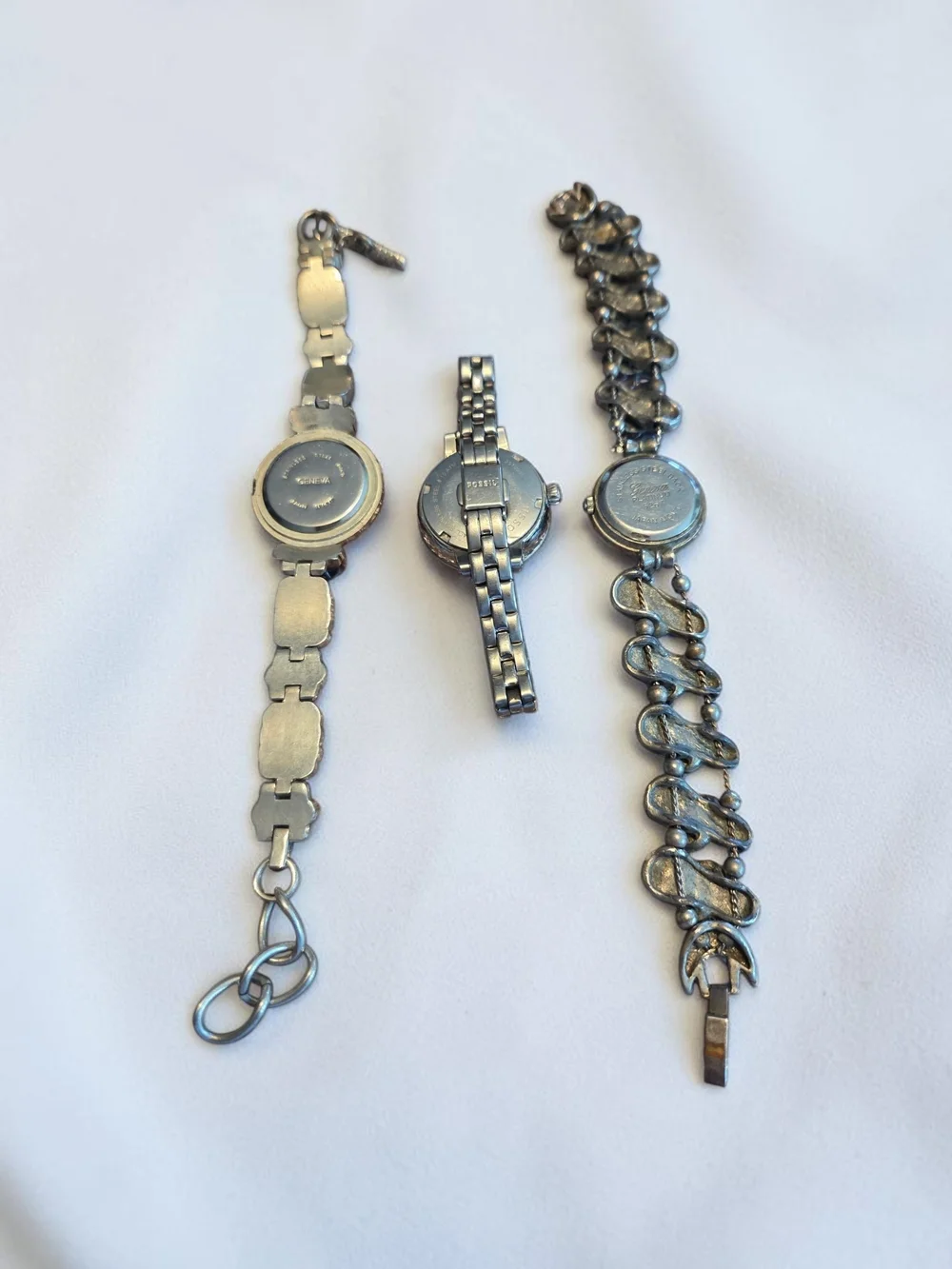 Lot of 3 Vintage Fashion Watches - Fossil & Geneva - ALL WORKING!